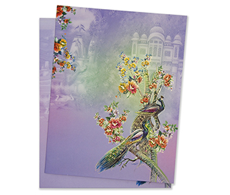Peacock themed royal indian wedding card