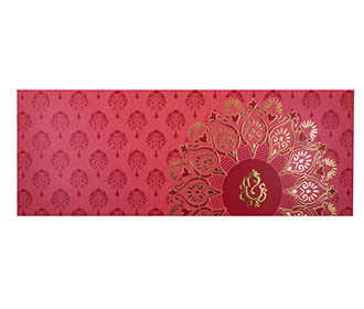 Pink Color Modern Hindu Wedding Invitation with Flower Design