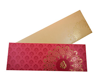 Pink Color Modern Hindu Wedding Invitation with Flower Design