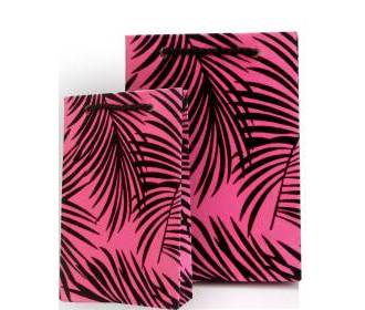 Pink Gift Bags with Black Velvet Leaves Design Combo