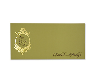 Pista coloured Indian wedding invitation with floral motifs