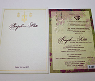 Pullout Indian wedding invitation with lamps & flowers