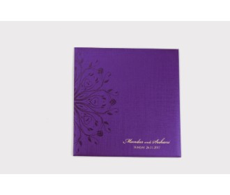 Purple and golden card with floral motif design