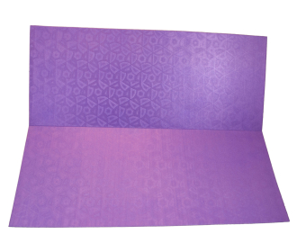 Purple and golden invite with a folding insert and glossy finish