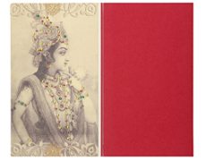 Radha- Krishna Wedding Card in Crimson & Golden Colour