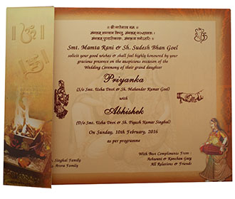 Radha Krishna and Ganesha themed Royal Invitation