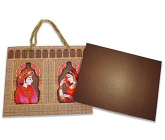 Radha Krishna theme royal Indian wedding invitation card