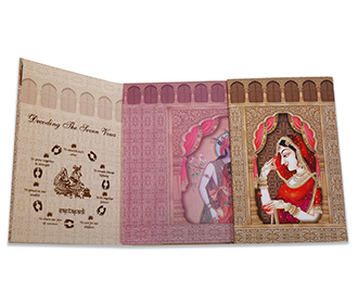 Radha Krishna theme royal Indian wedding invitation card