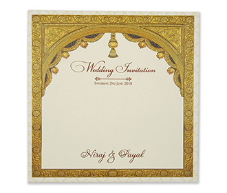 Radha Krishna themed designer wedding invitation