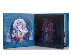 Radha Krishna Design for Wedding Card in Turquoise & Golden