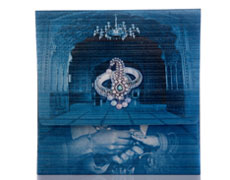Radha Krishna Design for Wedding Card in Turquoise & Golden