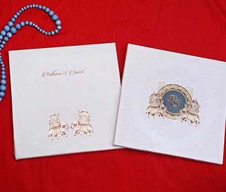 Rajasthani Royal Indian Wedding Card in White
