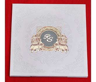 Rajasthani Royal Indian Wedding Card in White