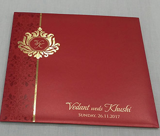 Red and gold invite with laser cut religious muslim symbol