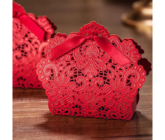 Red Floral Lasercut Wedding and Engagement Favor Boxes