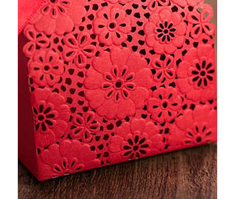 Red Flower Laser Cut Engagement and Wedding Favor Boxes