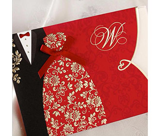 Red Groom & Bride Theme Christian Wedding Invitations Cards