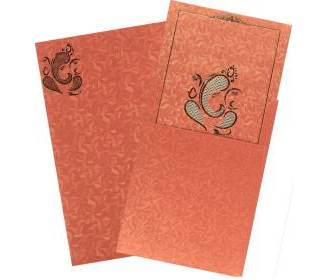 Red Orange Traditional Ganesha Wedding card