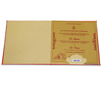 Red Satin Indian wedding invitation with Mandala patterns