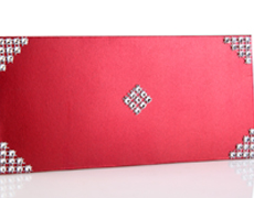 Red Shagun Envelope with Silver Lace on Corners