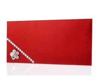 Red Wedding Shagun Envelope with Silver Flower