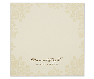 Rose themed cream colour indian wedding invitation card