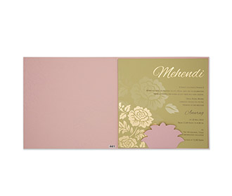 Rose themed indian wedding invitation in rose gold colour