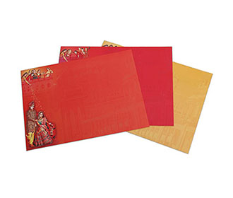 Royal Indian Invitation card with images of wedding ceremonies