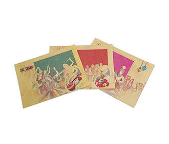 Royal Indian Invitation card with images of wedding ceremonies