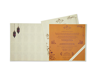 Royal Indian wedding card in beige and brown color