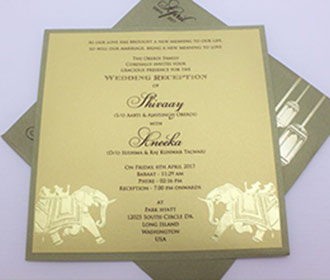 Royal Indian wedding card in grey colour with a pull out insert