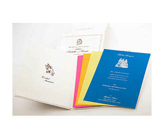 Royal Indian Wedding Card in Ivory with multi color inserts