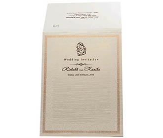 Royal Indian Wedding Card in Ivory with multi color inserts