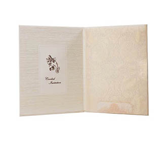 Royal Indian Wedding Card in Ivory with multi color inserts