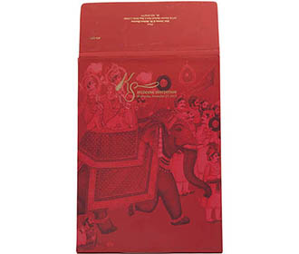 Royal Indian Wedding card in Pink-Red and Royal procession image