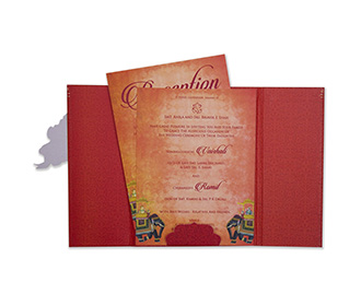 Royal Indian wedding card in red with a carry bag envelope