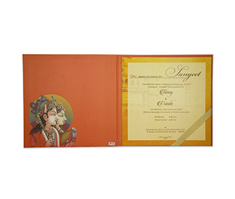 Royal Indian wedding card in traditional orange colour