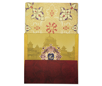 Royal Indian wedding card with floral motifs