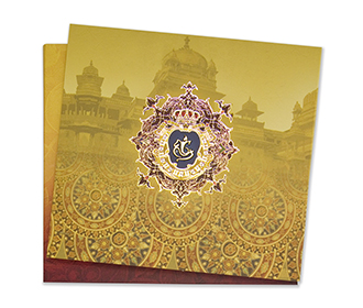 Royal Indian wedding card with floral motifs