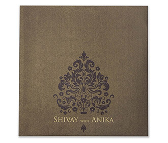 Royal Indian wedding invitation in brown with minimal design
