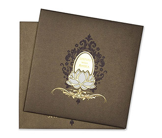 Royal Indian wedding invitation in brown with minimal design - 