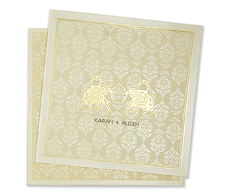 Royal Indian wedding invitation in cream & golden