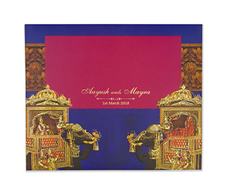 Royal Indian wedding invite in blue and pink colour