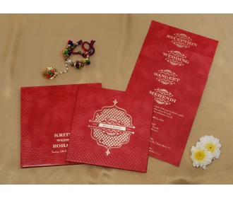 Royal red colour multi faith Indian Wedding Invitation
