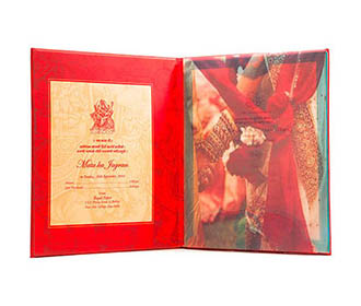 Royal Wedding Card in painted style Ganesha decorated with stone