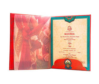 Royal Wedding Card in painted style Ganesha decorated with stone