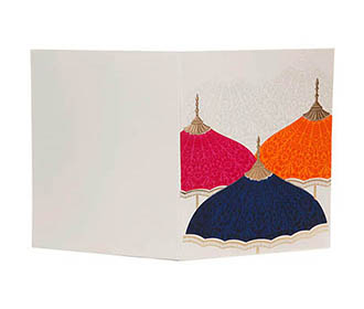 Royal Wedding Invitation with Multi-color Umbrellas