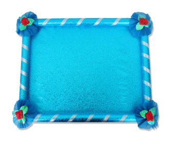 Saree Tray in Firozi with decorative floral ribbons