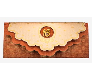 Sikh Marriage Invitation Card in Maroon with Floral Designs