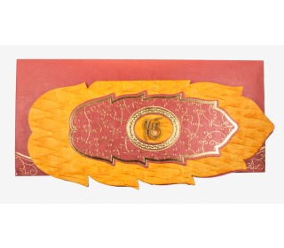 Sikh Wedding Card in Leaf Design with Laser cut Ek Onkar Symbol